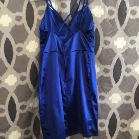 Silk royal blue mini dress - Picture 2 of 2